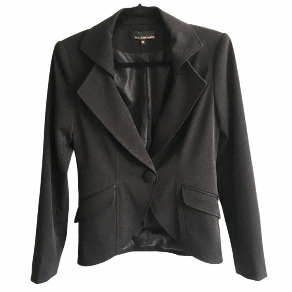 MATIS by LUCIAN MATIS Single Button Front Long Sleeve Tailored Blazer Black XS